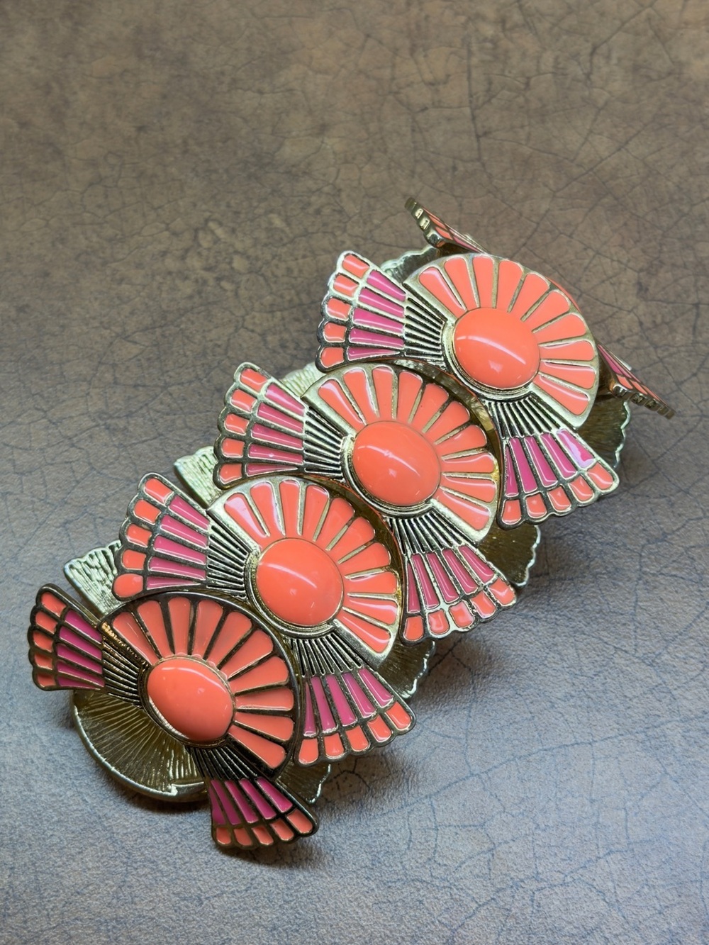 Coral & Pink Floral Statement Bracelet